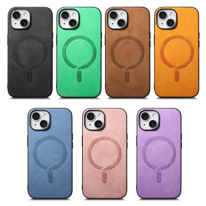 For iPhone 16 Plus Solid Color Retro Magsafe PU Back Cover Phone Case(Black) - iPhone 16 Plus Cases by buy2fix | Online Shopping UK | buy2fix