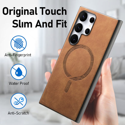 For Samsung Galaxy S25+ 5G Solid Color Retro Magsafe PU Back Cover Phone Case(Brown) - Galaxy S25+ 5G Cases by buy2fix | Online Shopping UK | buy2fix