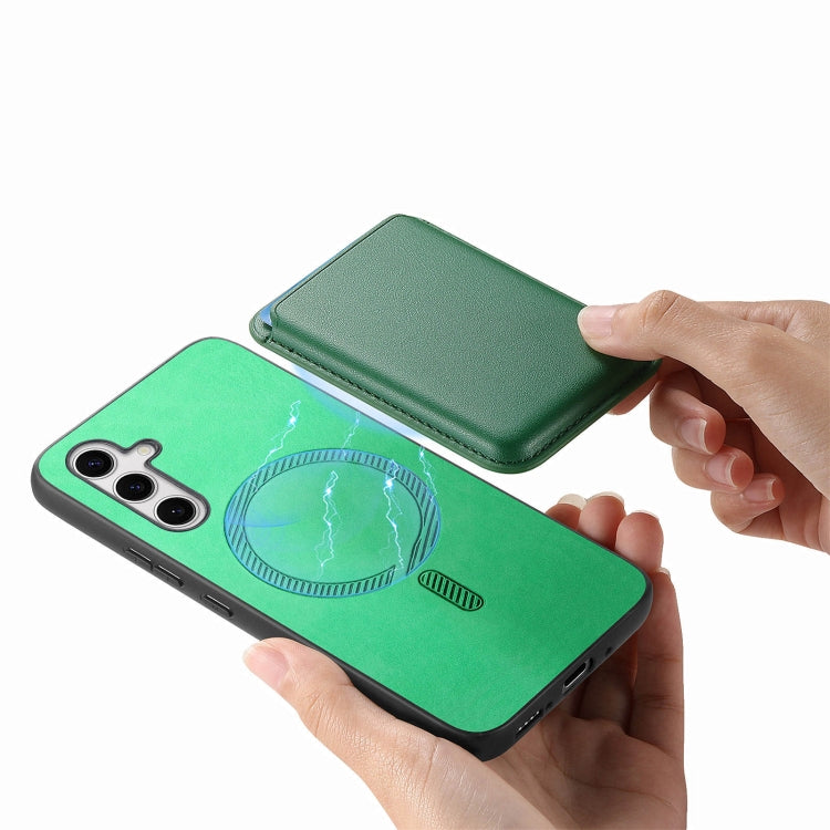 For Samsung Galaxy S23 5G Retro Magsafe Card Bag PU Back Cover Phone Case(Green) - Galaxy S23 5G Cases by buy2fix | Online Shopping UK | buy2fix