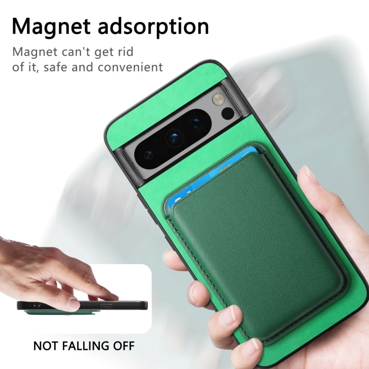 For Google Pixel 9 Retro Magsafe Card Bag PU Back Cover Phone Case(Green) - Google Cases by buy2fix | Online Shopping UK | buy2fix