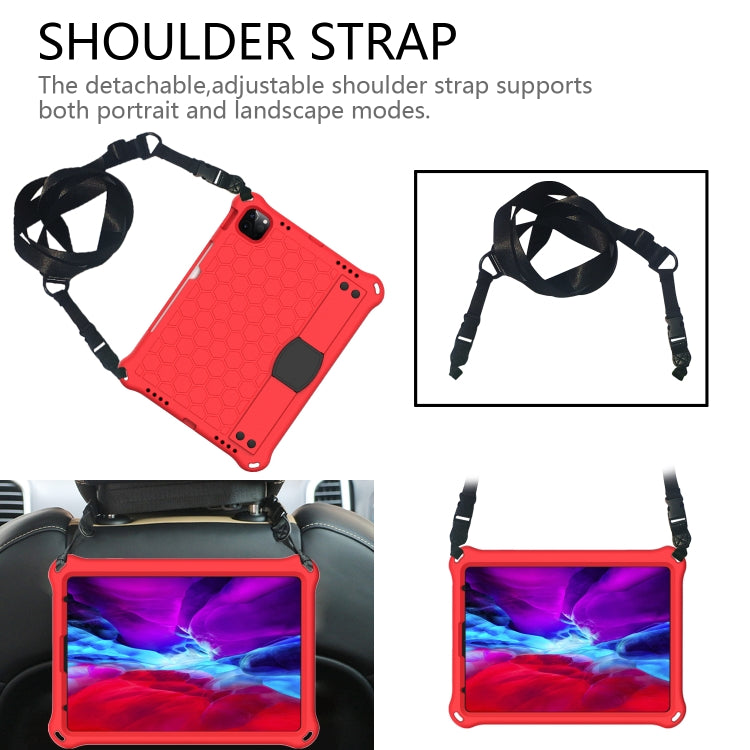 For iPad Air 11 2024 Honeycomb EVA Hybrid PC Tablet Case with Strap(Red+Black) - iPad Air 11 2024 Cases by buy2fix | Online Shopping UK | buy2fix