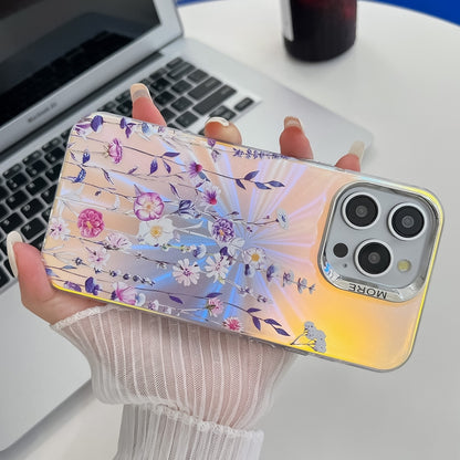 For iPhone 16 Pro Max Electroplating Laser Flower Texture TPU Phone Case(Pear Blossom AH17) - iPhone 16 Pro Max Cases by buy2fix | Online Shopping UK | buy2fix