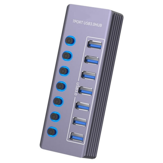 U307 Aluminum Alloy 7-Ports Splitter 5Gbps High Speed USB 3.0 Hub with Independent Switch - USB 3.0 HUB by buy2fix | Online Shopping UK | buy2fix