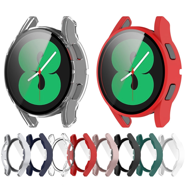 For Samsung Galaxy Watch FE 40mm PC + Tempered Glass Film Integrated Watch Protective Case(Red) - Watch Cases by buy2fix | Online Shopping UK | buy2fix