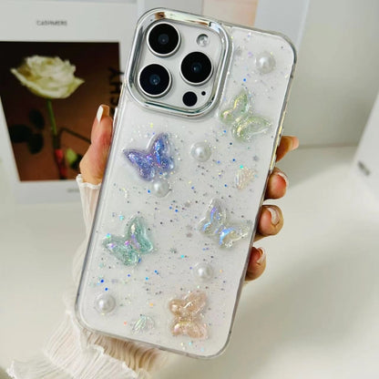 For iPhone 16 Pro 3D Colorful Crystal Butterfly TPU Phone Case(Butterfly Pearl) - iPhone 16 Pro Cases by buy2fix | Online Shopping UK | buy2fix