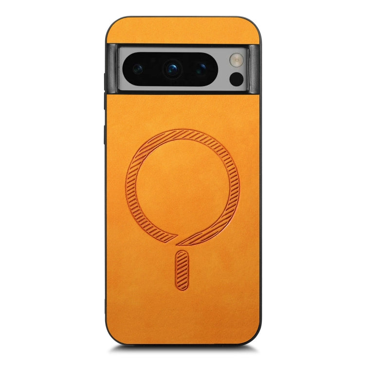 For Google Pixel 9 Pro XL Retro Magsafe Magnetic PU Back Cover Phone Case(Yellow) - Google Cases by buy2fix | Online Shopping UK | buy2fix