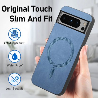 For Google Pixel 9 / 9 Pro Retro Magsafe Magnetic PU Back Cover Phone Case(Blue) - Google Cases by buy2fix | Online Shopping UK | buy2fix