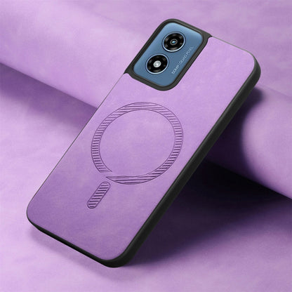 For Motorola Moto G Play 2024 4G Retro Magsafe Magnetic PU Back Cover Phone Case(Purple) - Motorola Cases by buy2fix | Online Shopping UK | buy2fix