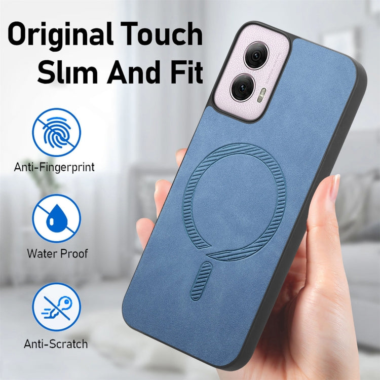 For Motorola Moto G Stylus 5G 2024 Retro Magsafe Magnetic PU Back Cover Phone Case(Blue) - Motorola Cases by buy2fix | Online Shopping UK | buy2fix