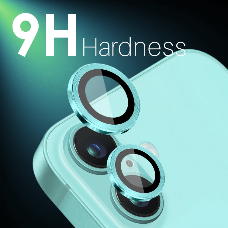 For iPhone 16 / 16 Plus NORTHJO 2 Sets 4pcs Camera Lens Protector Cover Metal Ring Film(Cyan) - iPhone 16 Plus Tempered Glass by NORTHJO | Online Shopping UK | buy2fix