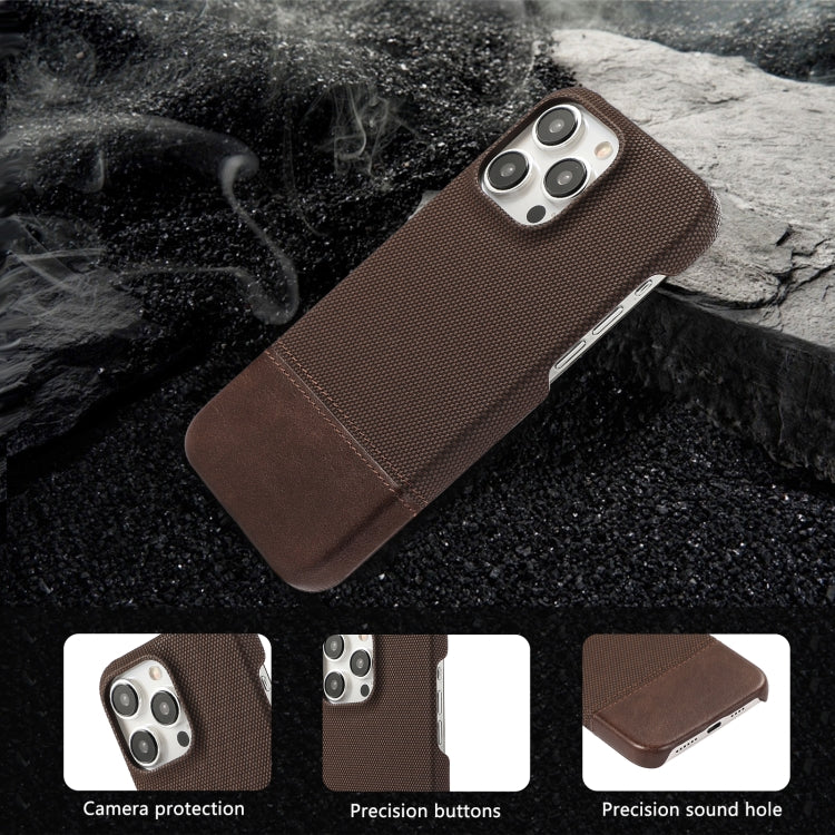 For iPhone 16 Pro Stitching Cloth PU Shockproof Phone Case(Dark Brown) - iPhone 16 Pro Cases by buy2fix | Online Shopping UK | buy2fix