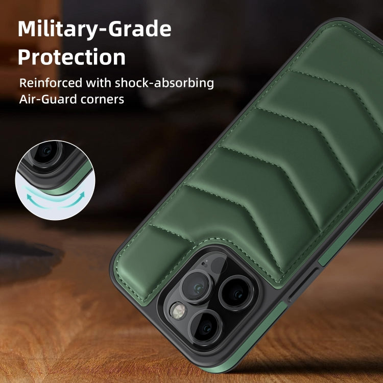 For iPhone 12 Pro Max Down Jacket Card Bag Holder MagSafe Phone Case(Dark Green) - iPhone 12 Pro Max Cases by buy2fix | Online Shopping UK | buy2fix