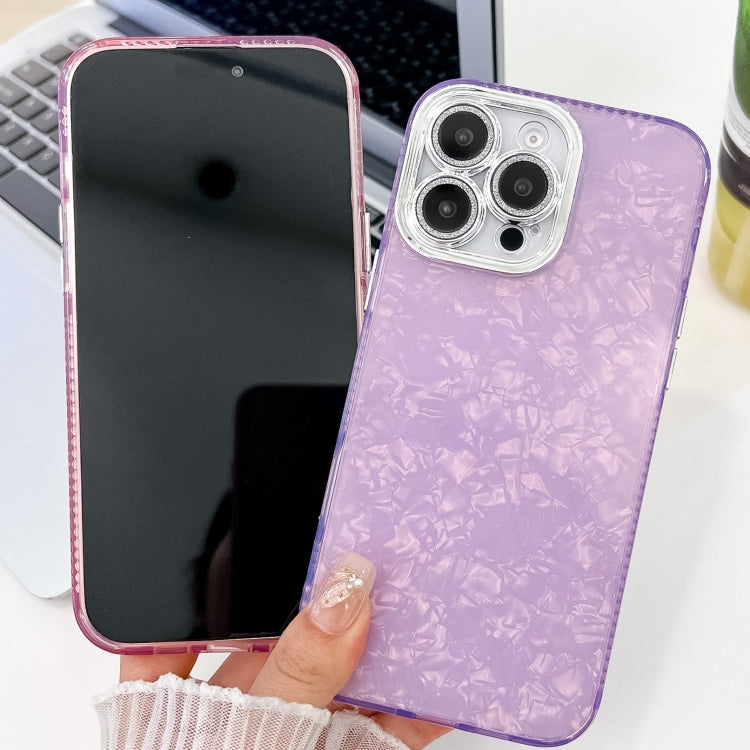 For iPhone 16 Pro Plating Glitter Texture TPU Phone Case with Lens Film(Pink Shell Pattern) - iPhone 16 Pro Cases by buy2fix | Online Shopping UK | buy2fix