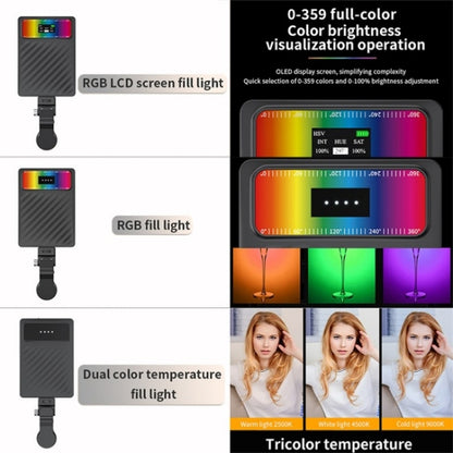 V16R Wth OLED Screen 24 Effects RGB Light Pocket Fill Light for Mobile Phone / Tablet / Laptop - Selfie Light by buy2fix | Online Shopping UK | buy2fix