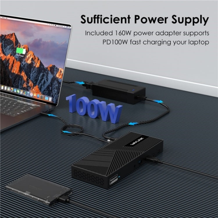 WAVLINK UG69PD25 Pro 100W PD Charging Triple 4K Display Laptop Docking Station, Plug:UK Plug - Adapter by WAVLINK | Online Shopping UK | buy2fix