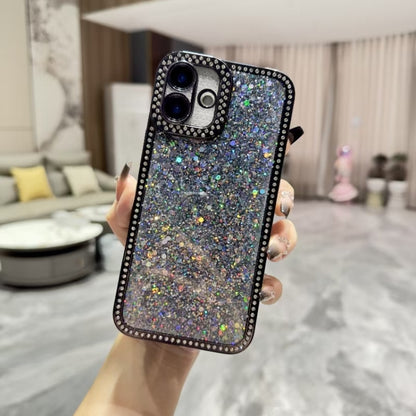 For iPhone 16 Diamond Glitter Sequins TPU Phone Case(Black) - iPhone 16 Cases by buy2fix | Online Shopping UK | buy2fix