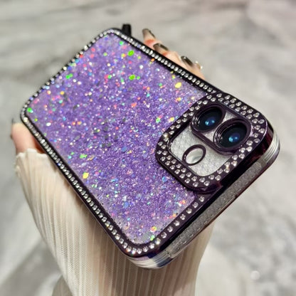 For iPhone 16 Diamond Glitter Sequins TPU Phone Case(Purple) - iPhone 16 Cases by buy2fix | Online Shopping UK | buy2fix