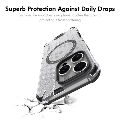 For iPhone 15 Pro ENKAY Hat-Prince Honeycomb MagSafe Shockproof Phone Case with Large Arc Edge Film(Grey) - iPhone 15 Pro Cases by ENKAY | Online Shopping UK | buy2fix