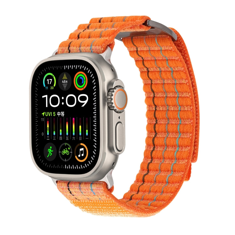 For Apple Watch Ultra 49mm Two Sections Nylon Hook and Loop Fastener Watch Band(Vibrant Orange) - Watch Bands by buy2fix | Online Shopping UK | buy2fix