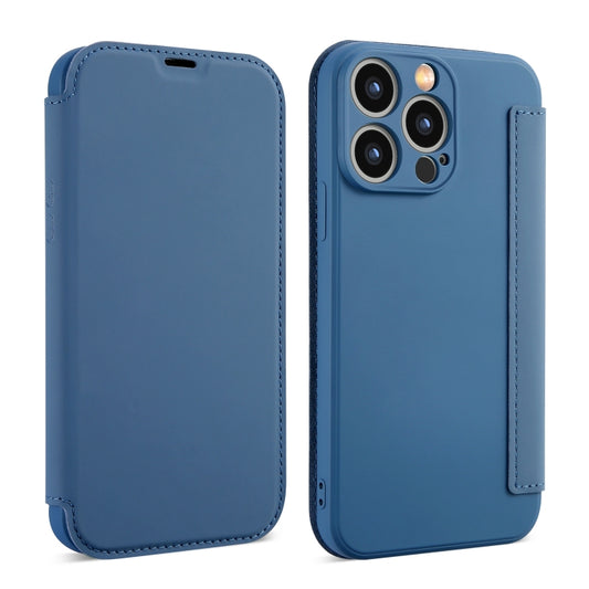 For iPhone 16 Pro Max Imitate Liquid Skin Feel Leather Phone Case with Card Slots(Blue) - iPhone 16 Pro Max Cases by buy2fix | Online Shopping UK | buy2fix