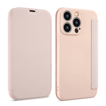 For iPhone 16 Imitate Liquid Skin Feel Leather Phone Case with Card Slots(Pink) - iPhone 16 Cases by buy2fix | Online Shopping UK | buy2fix