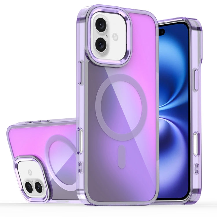 For iPhone 16 Bright Shadow Magsafe Discoloration Phone Case(Purple) - iPhone 16 Cases by buy2fix | Online Shopping UK | buy2fix