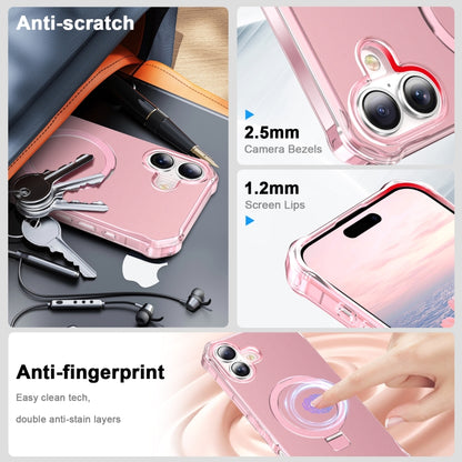 For iPhone 16 Solid Color Wave MagSafe Holder Phone Case(Pink) - iPhone 16 Cases by buy2fix | Online Shopping UK | buy2fix