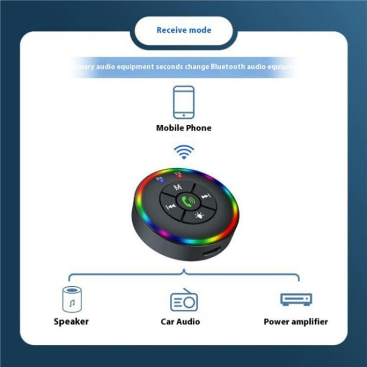 Q10 With Colorful Lamp 2-in-1 Bluetooth 5.3 Wireless Transmitter / Receiver MP3 Player Adapter - Bluetooth Car Kits by buy2fix | Online Shopping UK | buy2fix