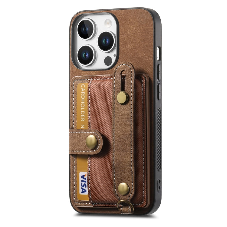 For iPhone 16 Pro Max Retro Cross Wristband Wallet Leather Back Phone Case(Brown) - iPhone 16 Pro Max Cases by buy2fix | Online Shopping UK | buy2fix