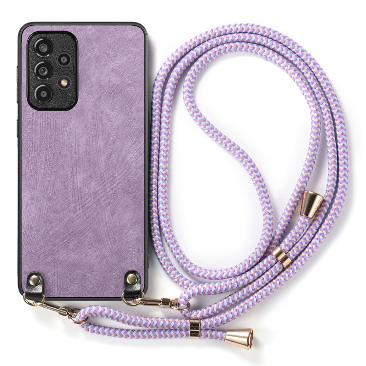 For Samsung Galaxy S25+ 5G Vintage Leather PC Back Cover Phone Case with Crossbody Strap(Purple) - Galaxy S25+ 5G Cases by buy2fix | Online Shopping UK | buy2fix