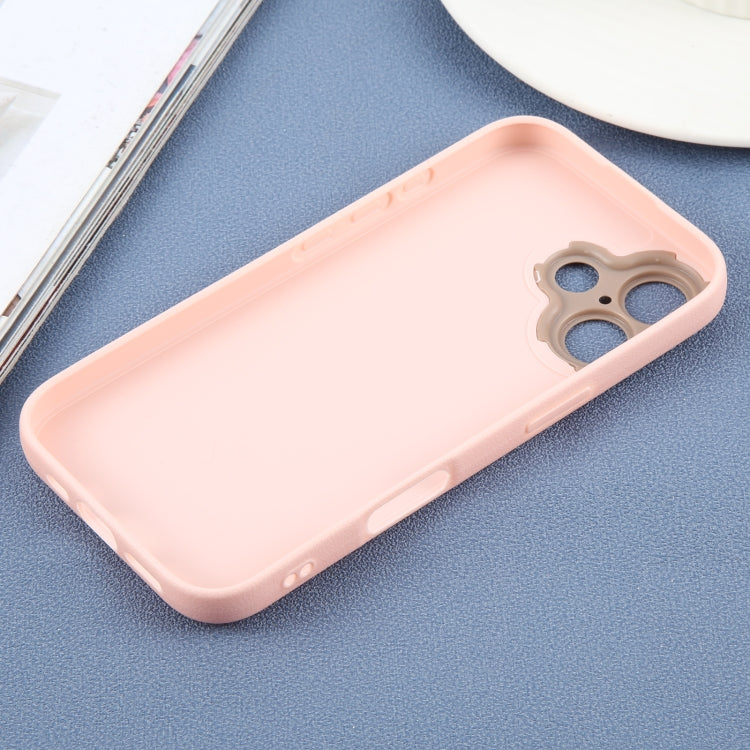 For iPhone 16 Plain Imitation Leather Back Cover Phone Case(Pink) - iPhone 16 Cases by buy2fix | Online Shopping UK | buy2fix