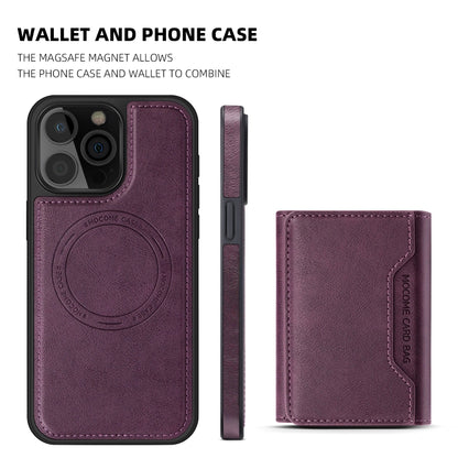 For iPhone 16 Pro Shield Multi-functional MagSafe Card Bag Phone Case(Purple) - iPhone 16 Pro Cases by buy2fix | Online Shopping UK | buy2fix