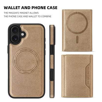 For iPhone 16 Shield Multi-functional MagSafe Card Bag Phone Case(Desert Gold) - iPhone 16 Cases by buy2fix | Online Shopping UK | buy2fix