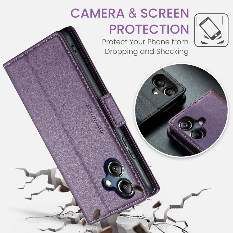 For Samsung Galaxy A06 CaseMe 023 Butterfly Buckle Litchi Texture RFID Anti-theft Leather Phone Case(Purple) - Galaxy Phone Cases by CaseMe | Online Shopping UK | buy2fix