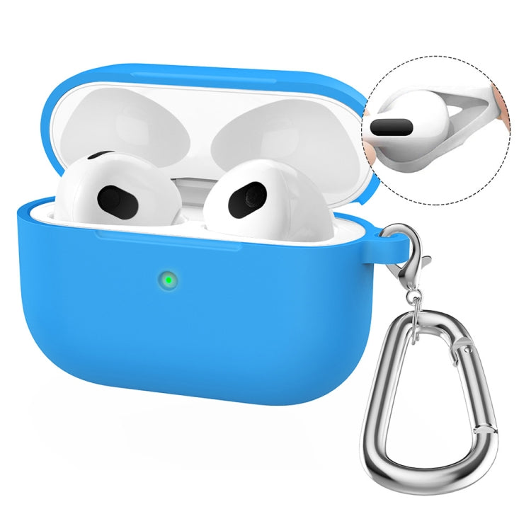 For Apple AirPods 4 2024 ENKAY Hat-Prince Thickened Silicone Case with Hook and Anti-lost Silicone Earbuds(Blue) - For AirPods 4 by ENKAY | Online Shopping UK | buy2fix