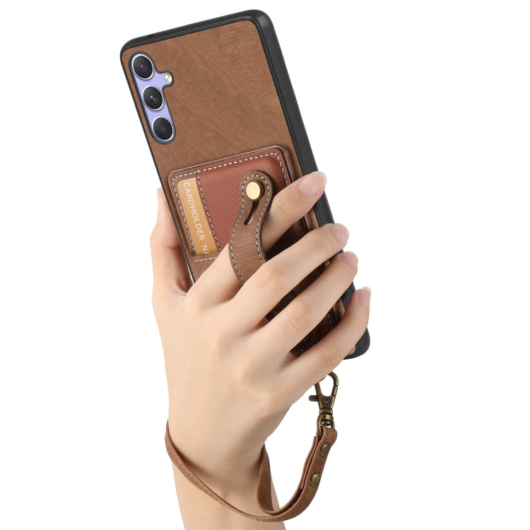 For Samsung Galaxy S25 Ultra 5G Retro Cross Wristband Wallet Leather Back Phone Case(Brown) - Galaxy S25 Ultra 5G Cases by buy2fix | Online Shopping UK | buy2fix