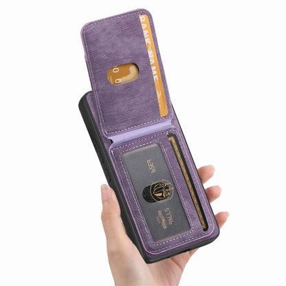 For Samsung Galaxy S25 5G Retro Splitable Magnetic Stand Card Bag Leather Phone Case(Purple) - Galaxy S25 5G Cases by buy2fix | Online Shopping UK | buy2fix