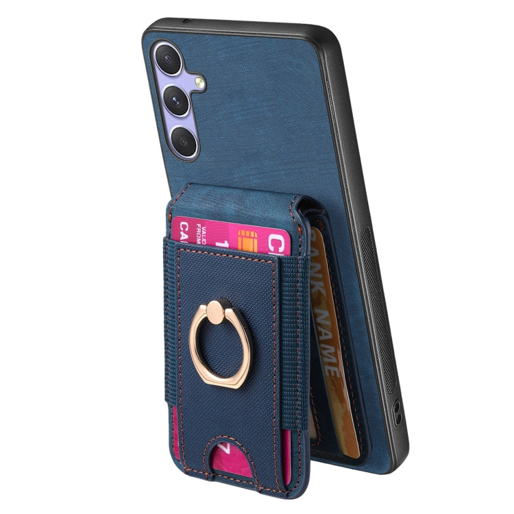 For Samsung Galaxy S25+ 5G Retro Splitable Magnetic Stand Card Bag Leather Phone Case(Blue) - Galaxy S25+ 5G Cases by buy2fix | Online Shopping UK | buy2fix