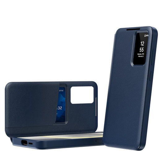 For Samsung Galaxy S23+ 5G Smart View Window Leather Phone Case with Card Slot(Blue) - Galaxy S23+ 5G Cases by buy2fix | Online Shopping UK | buy2fix