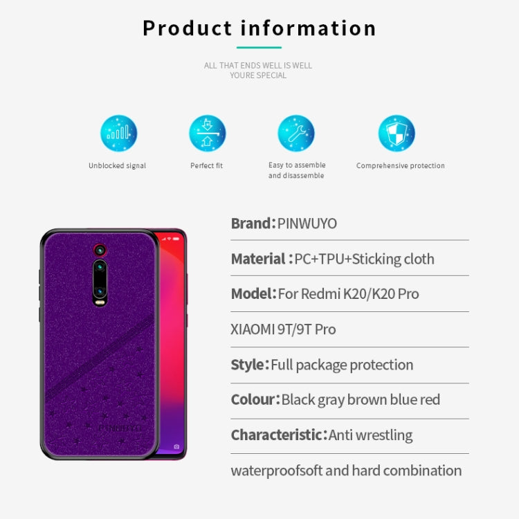 PINWUYO Full Coverage Waterproof Shockproof PC+TPU+PU Protective Case for XIAOMI RedMi K20 / K20 Pro / Mi 9T / Mi 9T Pro(Purple) - Xiaomi Cases by PINWUYO | Online Shopping UK | buy2fix