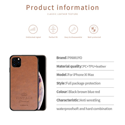 For iPhone 11 Pro Max PINWUYO Pin Rui Series Classical Leather, PC + TPU + PU Leather Waterproof And Anti-fall All-inclusive Protective Shell (Brown) - iPhone 11 Pro Max Cases by PINWUYO | Online Shopping UK | buy2fix