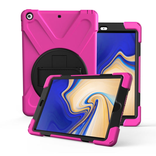 For Galaxy Tab S4 10.5 T830/T835 360 Degree Rotation PC + Silicone Protective Case with Holder & Hand-strap(Rose Red) - Other Galaxy Tab PC by buy2fix | Online Shopping UK | buy2fix