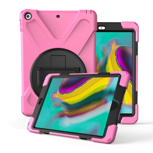 For Galaxy Tab S5E 10.5 (2019) T720   360 Degree Rotation PC + Silicone Protective Case with Holder & Hand-strap(Pink) - Tab S5E 10.5 T720 / T725 by buy2fix | Online Shopping UK | buy2fix