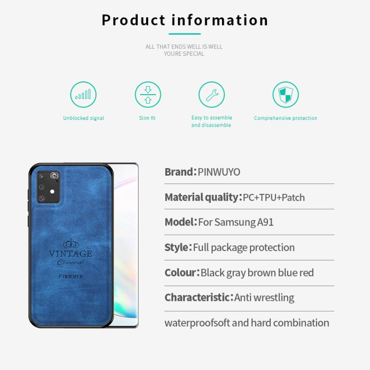 For Galaxy A91 / S10 Lite PINWUYO Zun Series PC + TPU + Skin Anti-fall All-inclusive Protective Case(Blue) - Galaxy Phone Cases by PINWUYO | Online Shopping UK | buy2fix