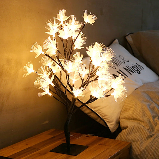 36 Lights Cherry Tree Lamp Table Lamp Room Layout Decoration Creative Bedside Night Light Gift, Style:Fiber Optic Black tree - Holiday Lights by buy2fix | Online Shopping UK | buy2fix