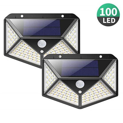 2 PCS  100 LEDs Outdoor Patio Solar Induction Wall Light Adjustable Balcony Garden Lighting Small Street Light - Solar Lights by buy2fix | Online Shopping UK | buy2fix