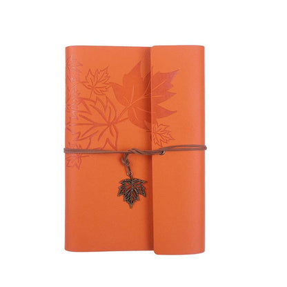 A6 PU Maple Retro Straps Handbook Loose-leaf Notebook(Orange) - Notebooks by buy2fix | Online Shopping UK | buy2fix