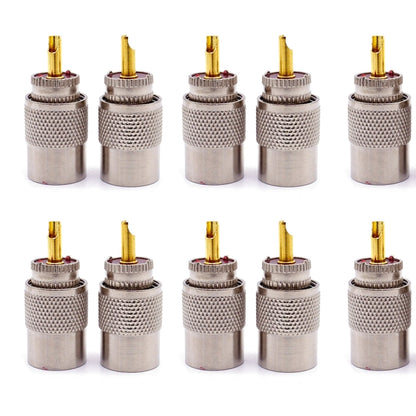 10pcs UHF Male PL259 Connector RG8 / RG58 Cable Lug Antenna Connector - Connector by buy2fix | Online Shopping UK | buy2fix