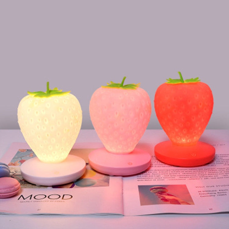 Creative Home LED Silicone Strawberry Night Light USB Rechargeable Bedside Decoration Atmosphere Light(White) - Night Lights by buy2fix | Online Shopping UK | buy2fix