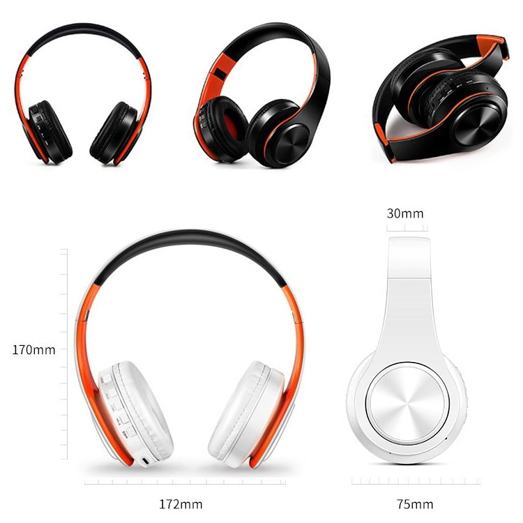 LPT660 Foldable Stereo Bluetooth Headset MP3 Player, Support 32GB TF Card & 3.5mm AUX(Black Orange) - Headset & Headphone by buy2fix | Online Shopping UK | buy2fix